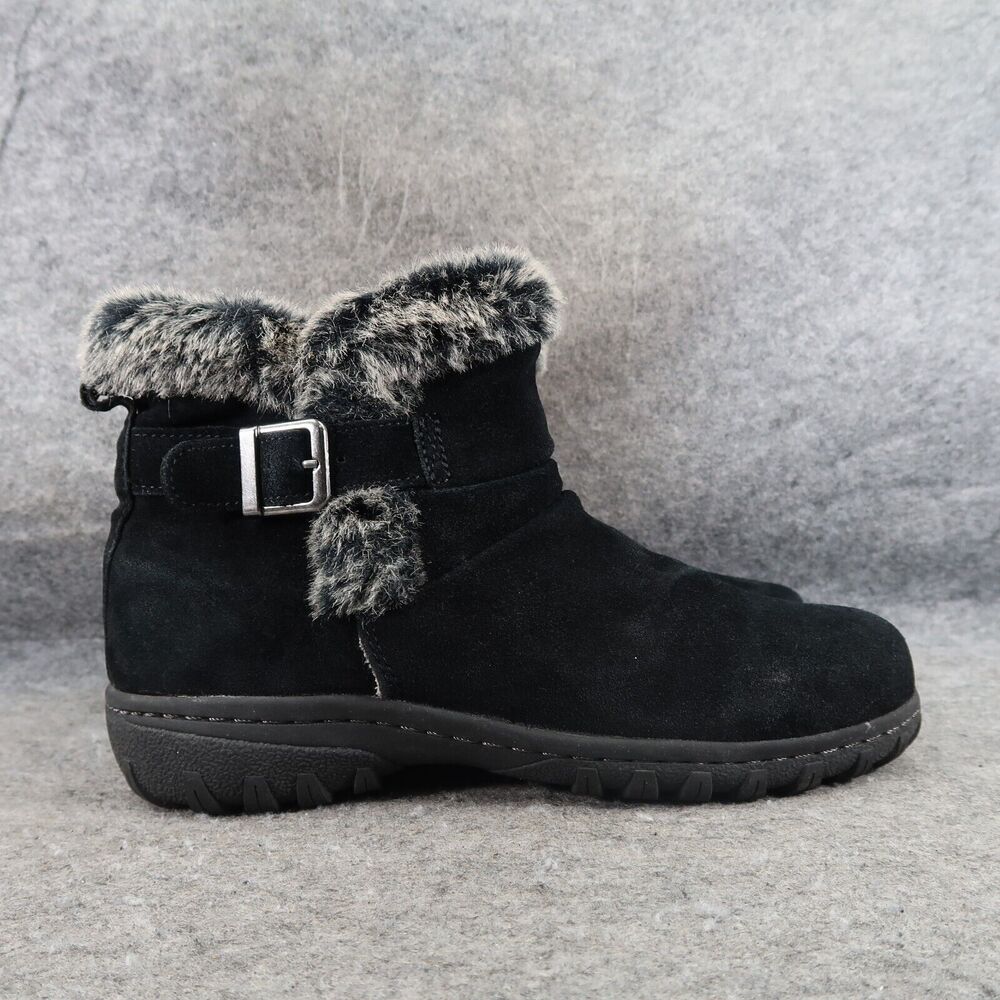 Khombu Shoes Womens 7 Booties Winter Lindsey Leather Faux Fur Buckle Strap Zip - Picture 15 of 15